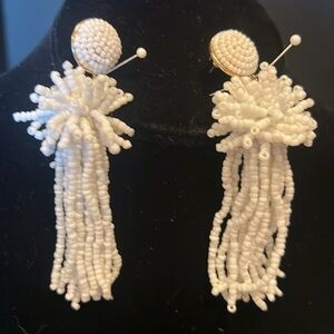 Baublebar White Seed Bead Tassel Dangle Drop Statement Earring